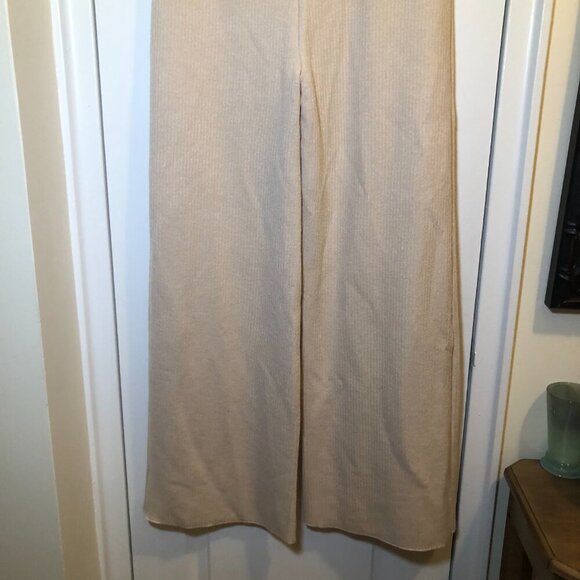 Zara Wide Leg Knit Draw String Elastic Pants Tan Size L NWT - Picture 3 of 9